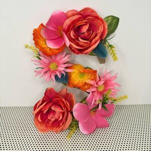 Floral Letter S Wall Decor - Pink and Orange